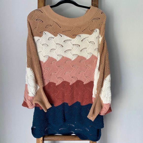 Andree by Unit crochet colorblock sweater, size small - Picture 2 of 5